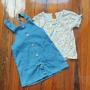 BCBG Kids Blue Dress and Floral Top Set